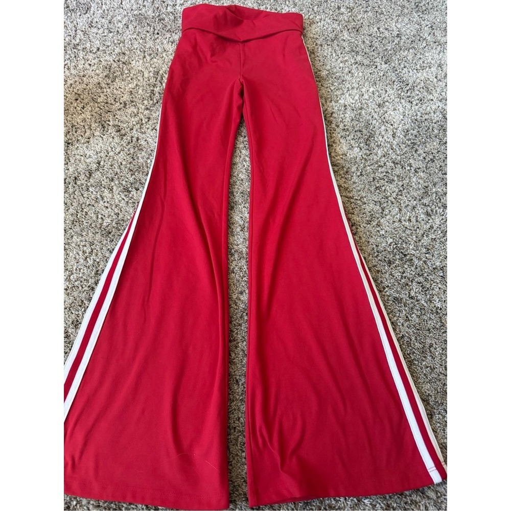 Wild Fable ButterBliss Red Flare Leggings White Side Stripe Yoga Pants Medium